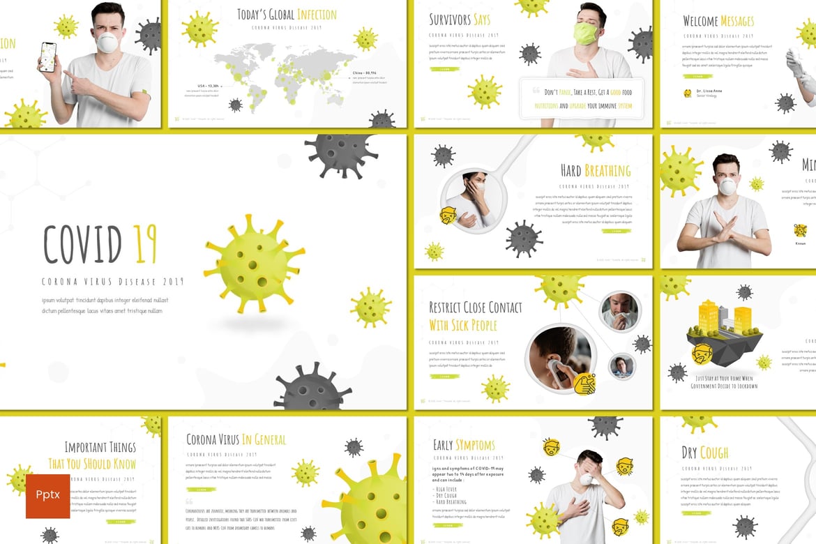 Template Presentasi PowerPoint Covid-19 yang Kreatif dan Minimalis