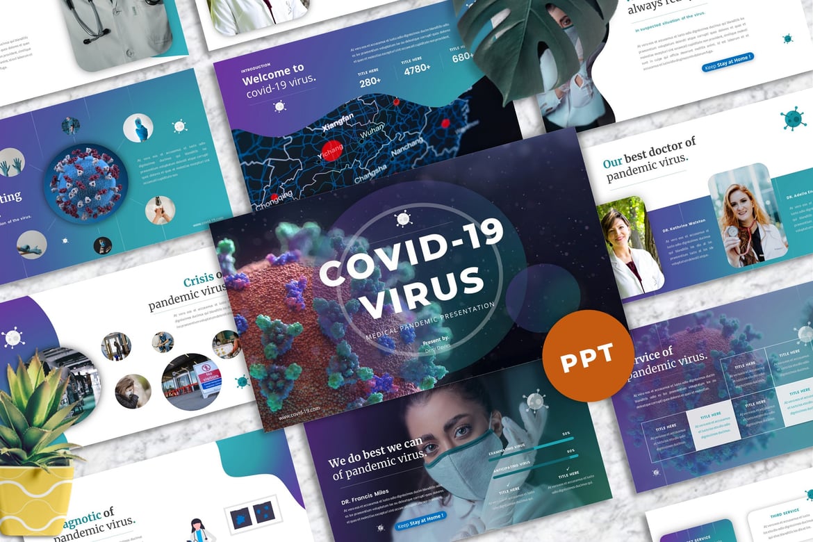 Template PowerPoint Medis Covid-19 yang Menarik dan Profesional