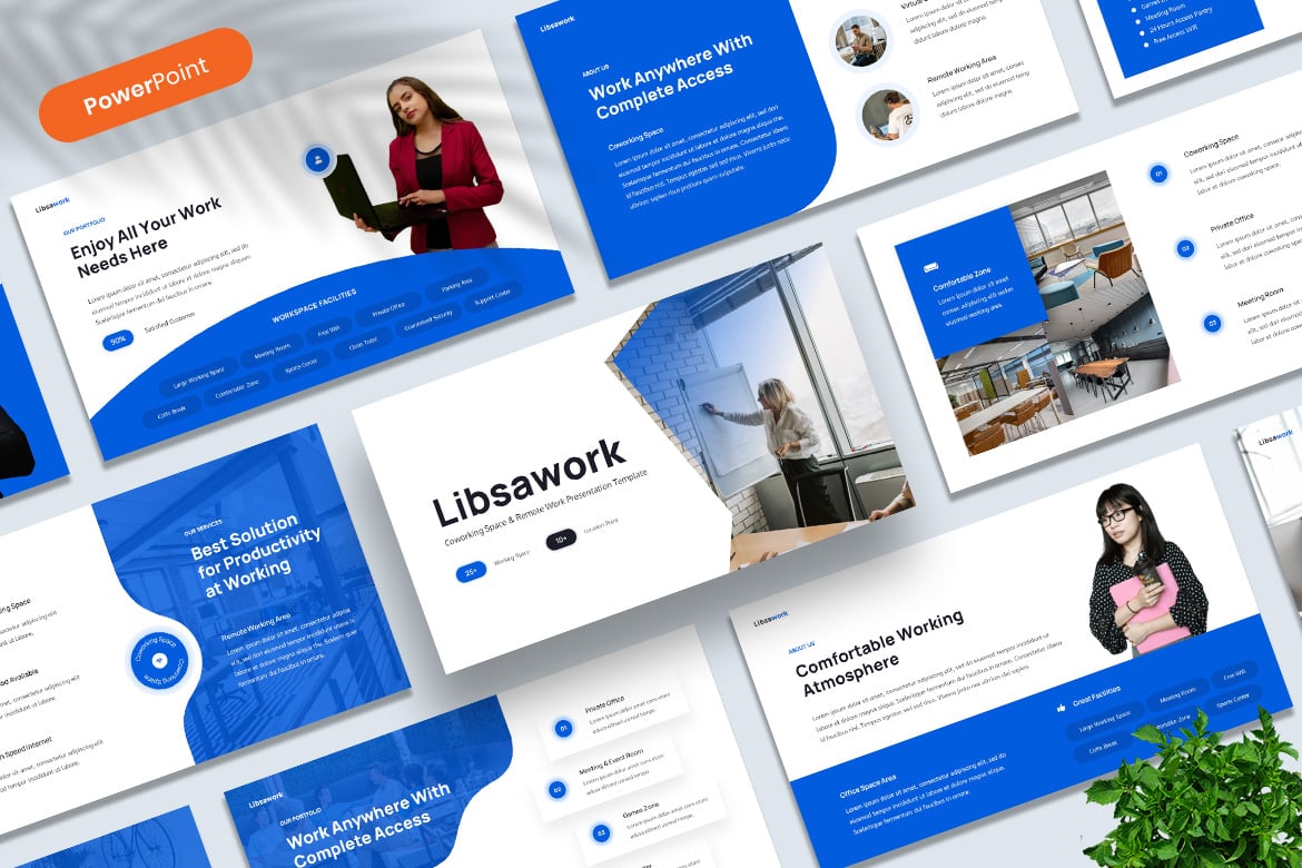 Template Presentasi PowerPoint untuk Coworking Space dan Kerja Remote