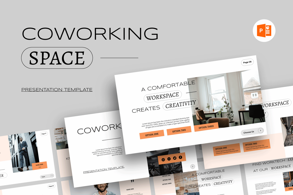 Template Powerpoint Ruang Kerja Bersama yang Modern dan Profesional