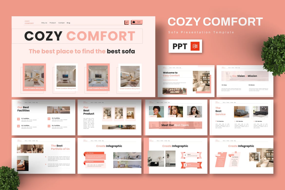 Template Presentasi Sofa Cozy Comfort yang Stylish dan Modern