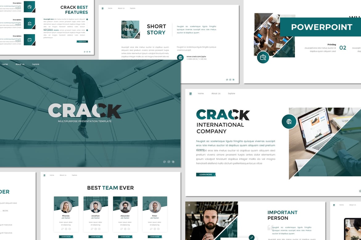Template Presentasi PowerPoint Crack - Kreatif dan Profesional
