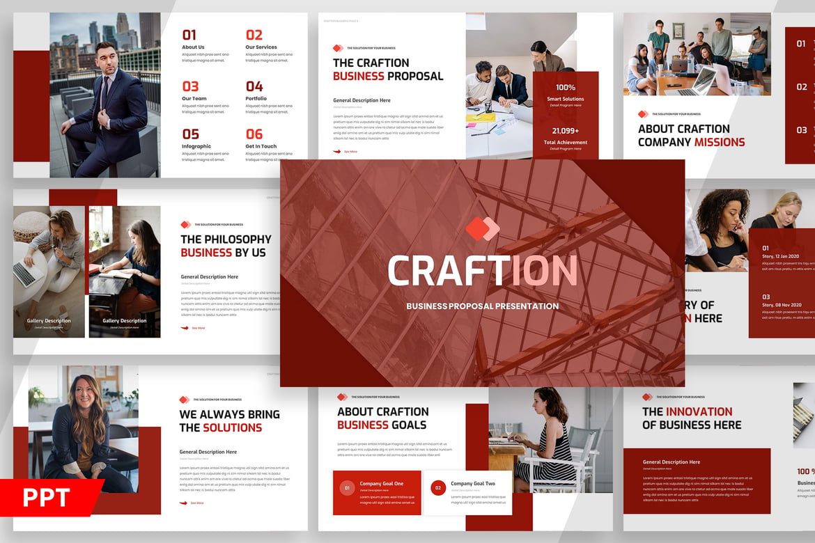 Template Presentasi Proposal Bisnis Craftion yang Elegan dan Multifungsi