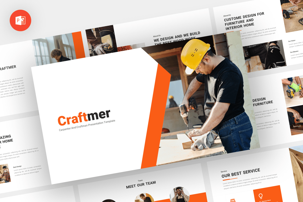 Craftmer - Template Powerpoint untuk Tukang Kayu yang Modern dan Profesional
