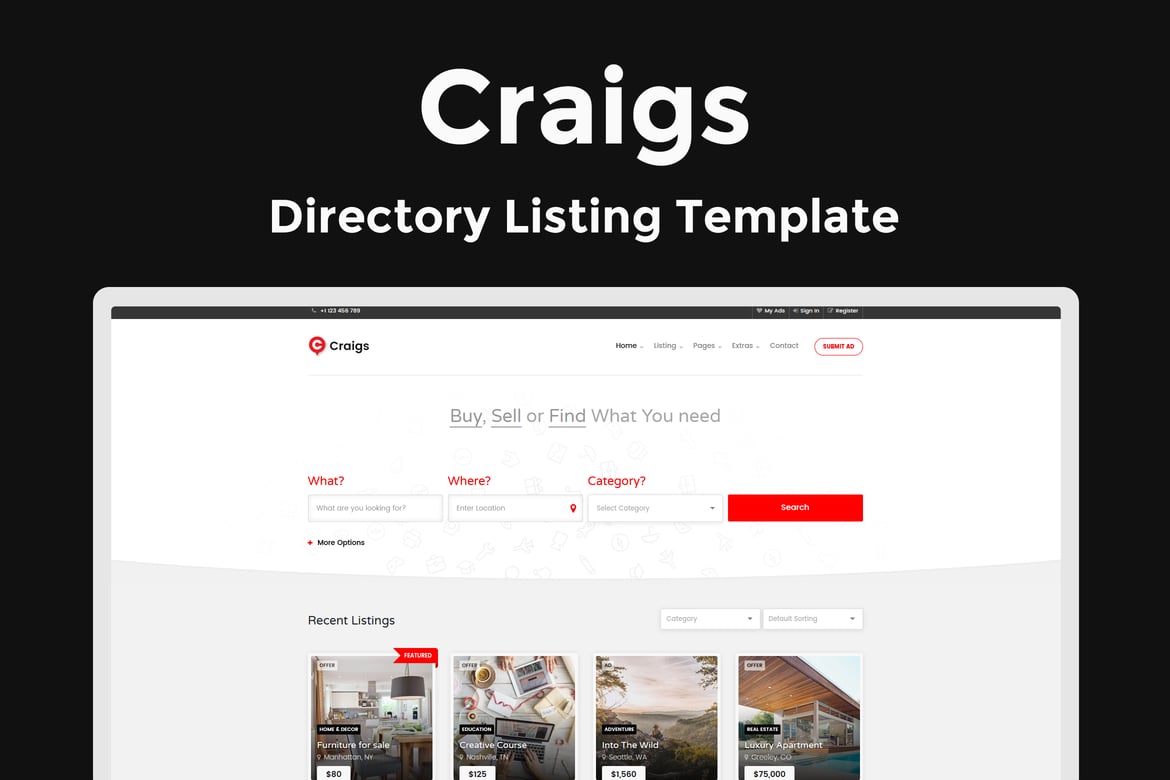 Craigs - Template Website Daftar Direktori yang Menawan