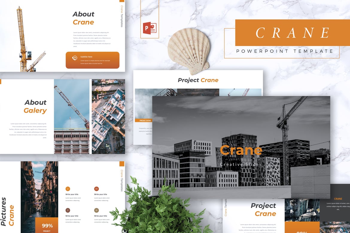 Template Powerpoint Konstruksi CRANE - Presentasi Profesional untuk Proyek Anda