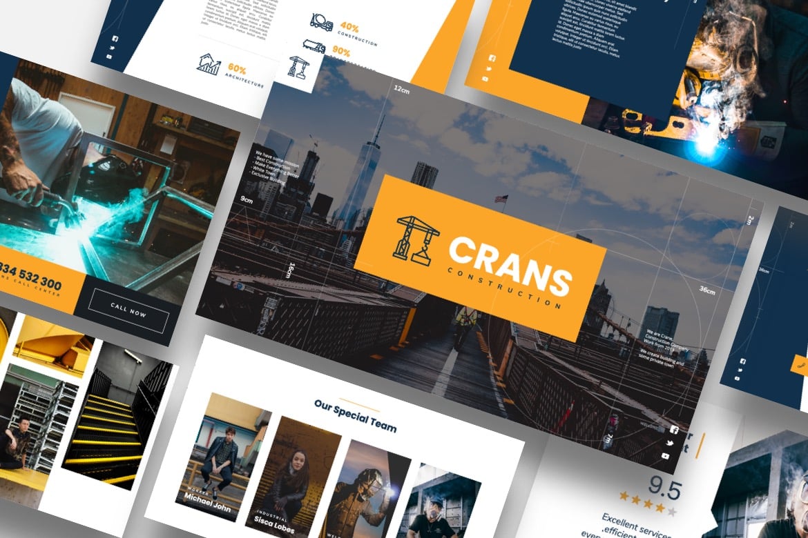 Template PowerPoint CRANS - Solusi Presentasi Konstruksi yang Modern dan Profesional