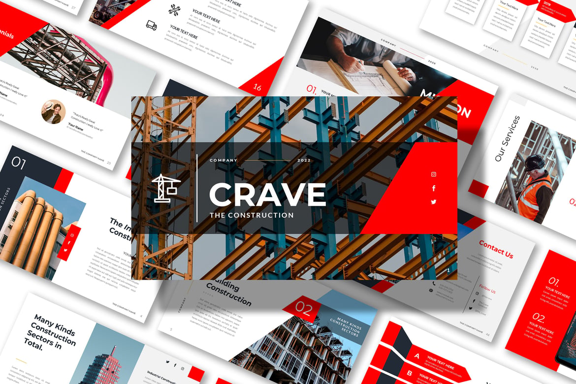CRAVE - Template Presentasi PowerPoint untuk Bisnis Konstruksi