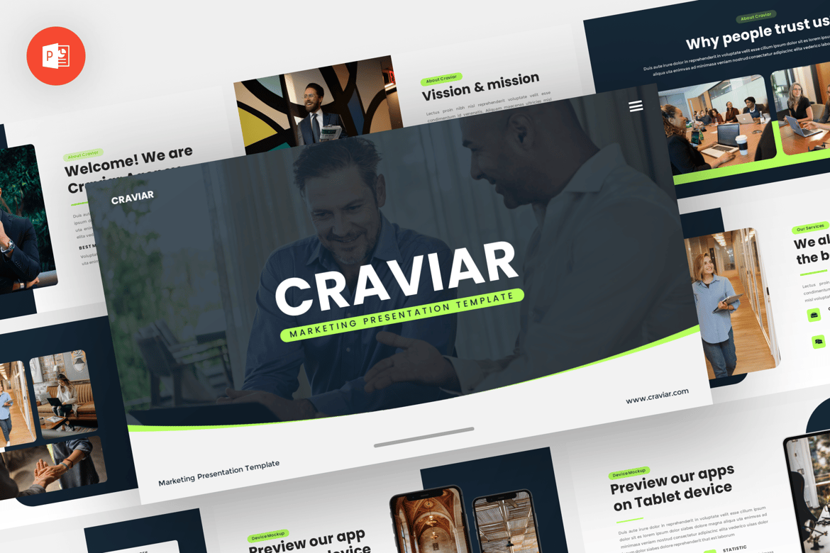 Craviar - Template Powerpoint Pemasaran Modern dan Profesional