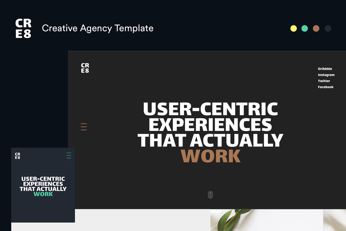 Template Website Kreatif CRE8 yang Menarik dan Modern
