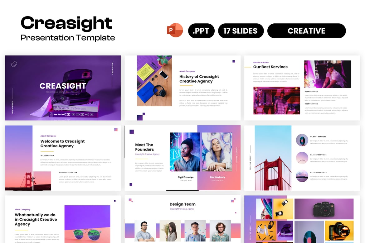 Template Presentasi PowerPoint Creasight untuk Agensi Kreatif