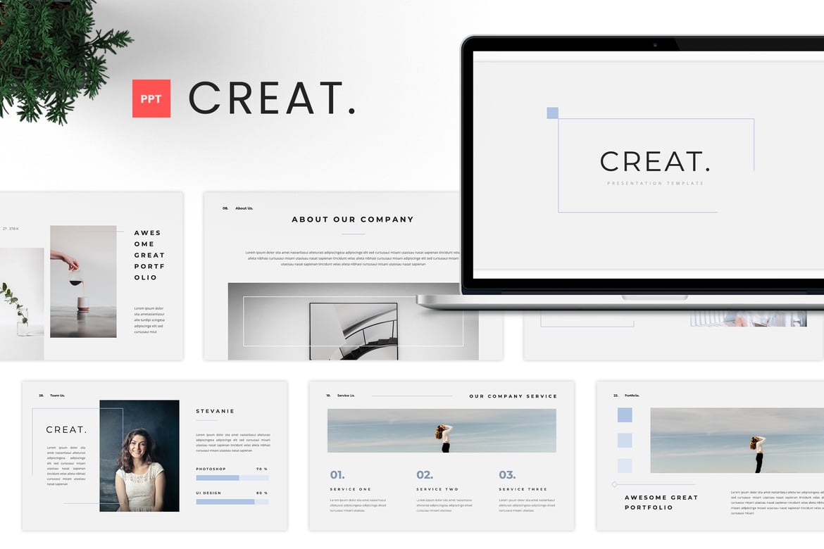 Template Presentasi PowerPoint Kreatif dan Minimalis - Creat