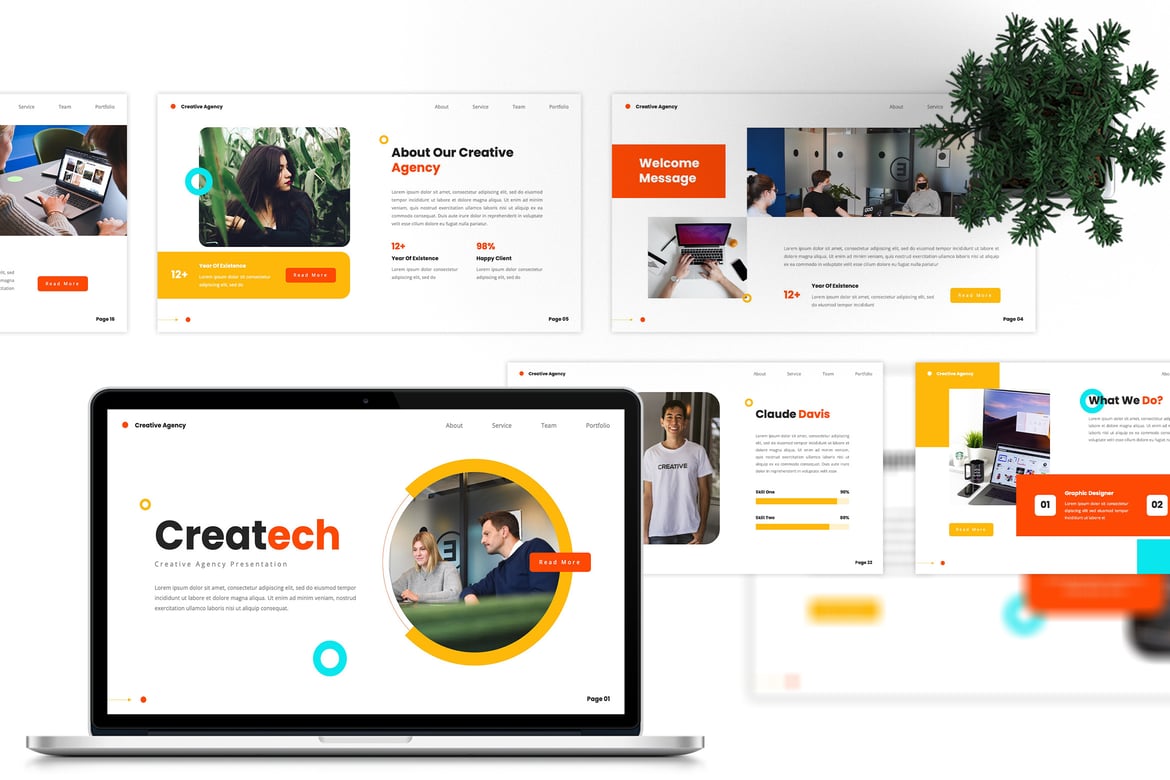 Template Presentasi PowerPoint Createch untuk Agensi Kreatif