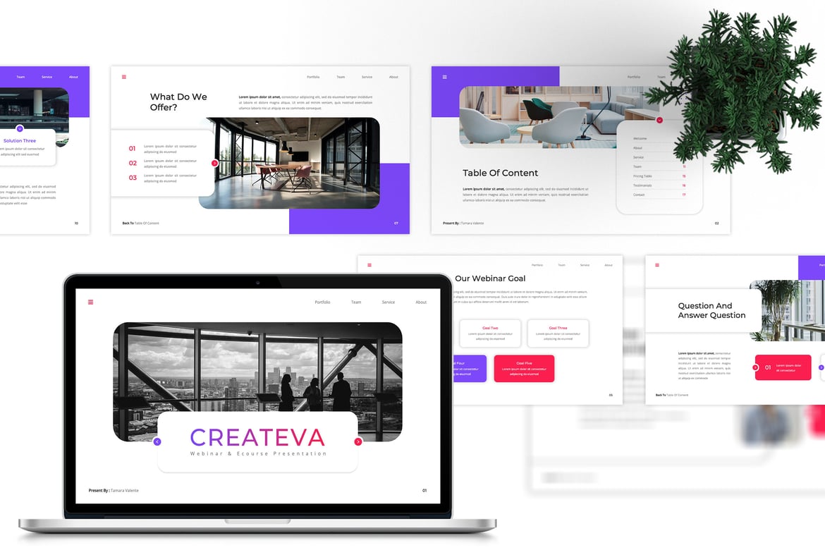 Template PowerPoint Kreatif untuk Webinar & E-Course - Createva