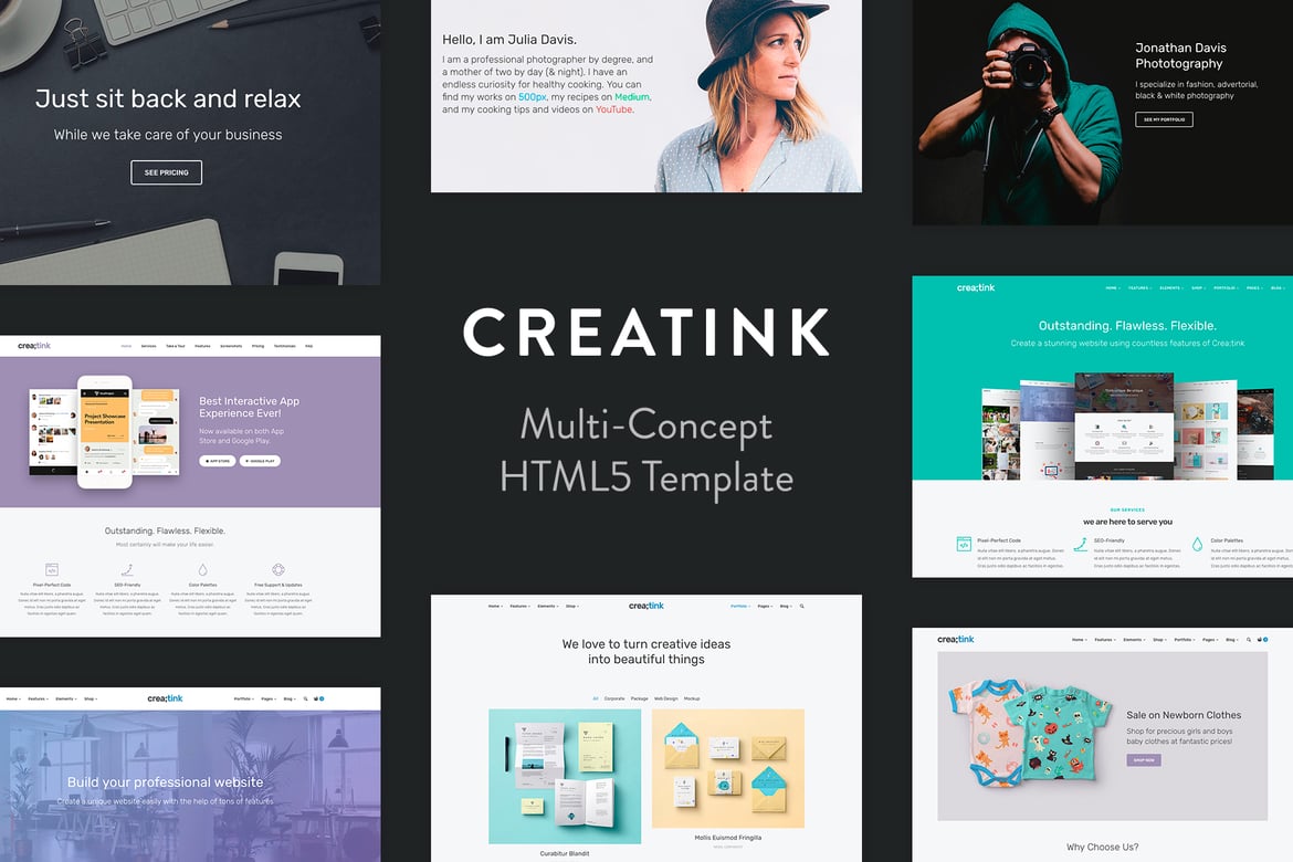 Template Website Multi-Konsep HTML5 Creatink yang Menawan