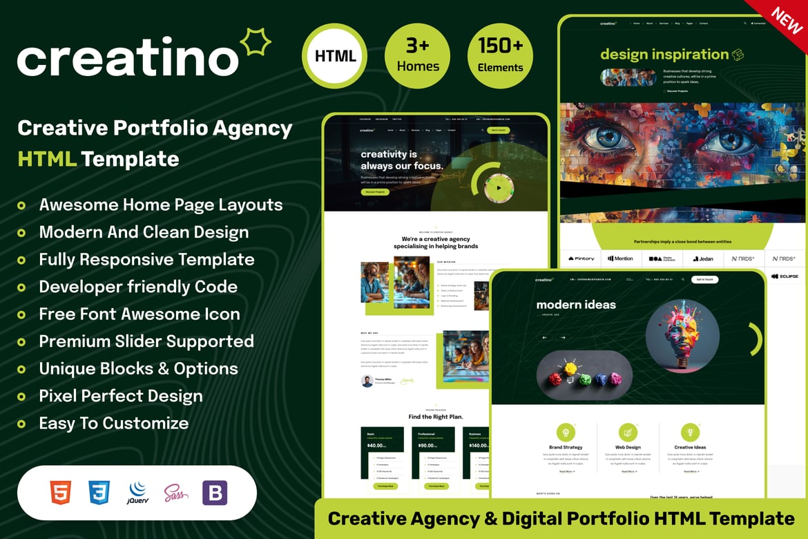 Creatino – Template Website Portofolio Agensi Kreatif yang Menarik