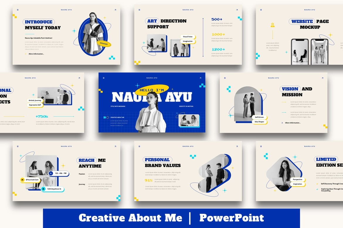 Template PowerPoint Kreatif untuk Perkenalan Diri