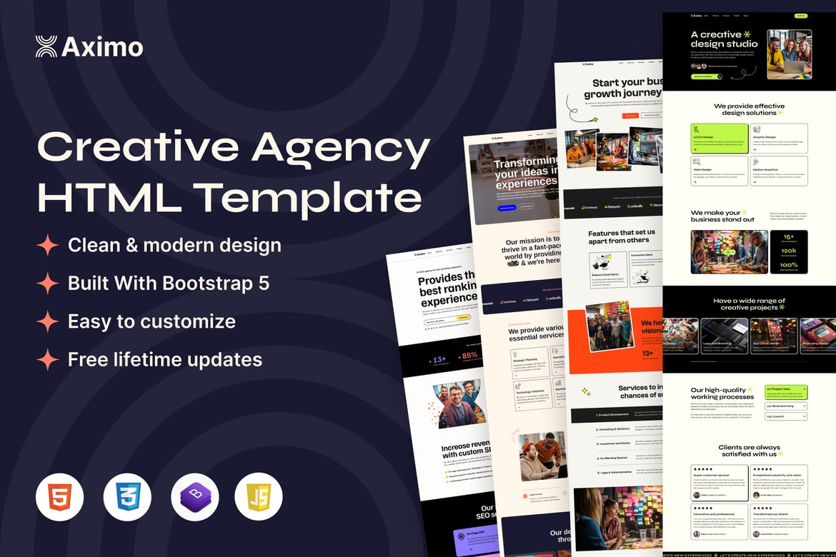 Template Website Kreatif Aximo untuk Agensi Digital