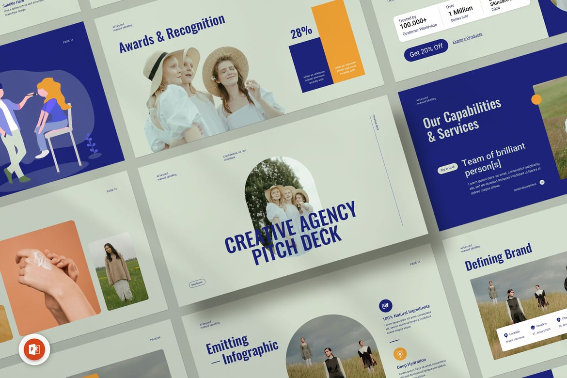 Template PowerPoint Pitch Deck Agensi Kreatif yang Menarik