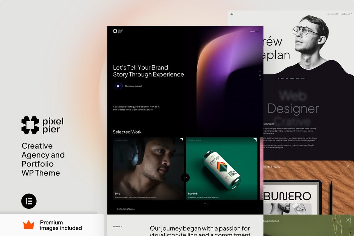 Portfolio Freelancer Kreatif - Tema WordPress PixelPier NYC