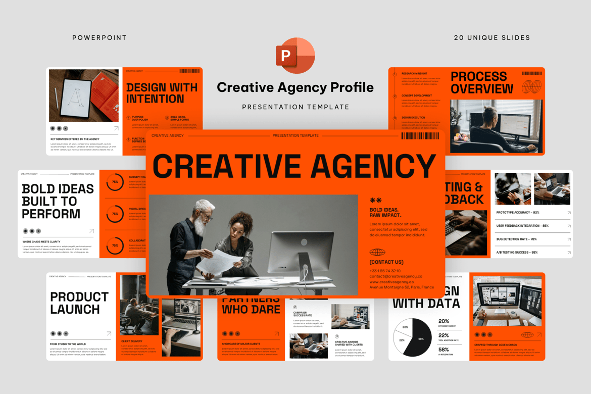 Template PowerPoint Profil Agensi Kreatif yang Modern dan Menarik