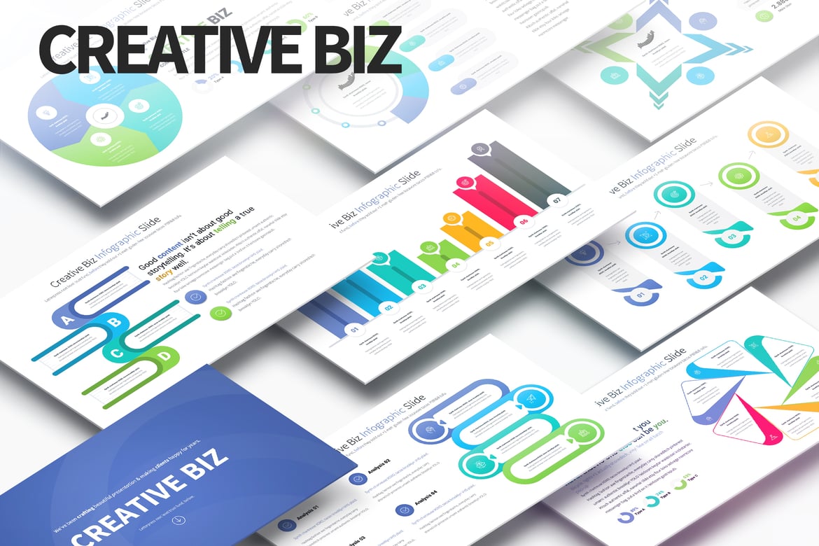 Template PowerPoint Kreatif - Slide Infografis Bisnis yang Menarik