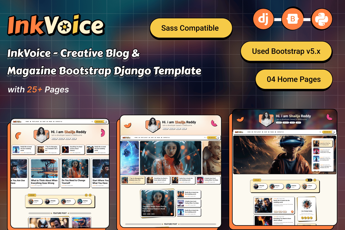 Template Website Blog Kreatif Berbasis Django