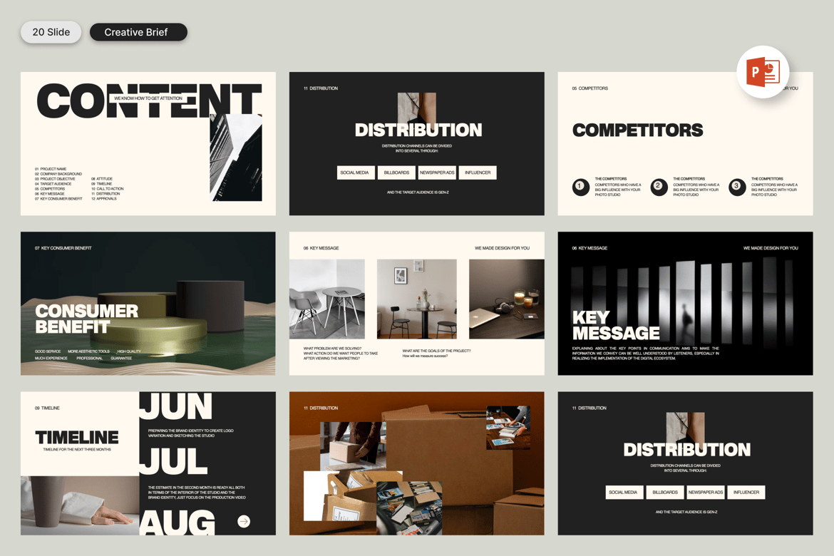 Template Presentasi Powerpoint Rencana Kreatif yang Profesional