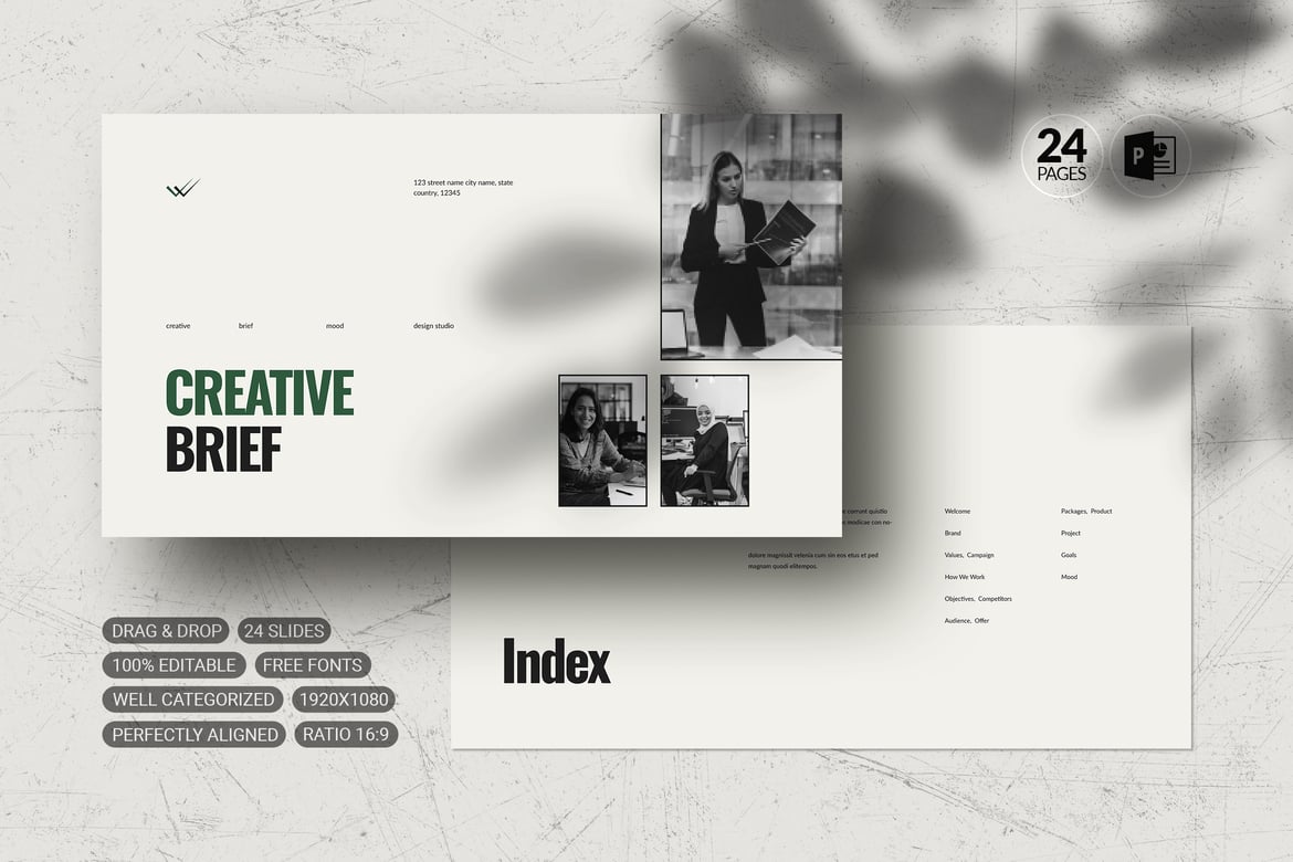 Template PowerPoint Brief Kreatif yang Menarik dan Fungsional