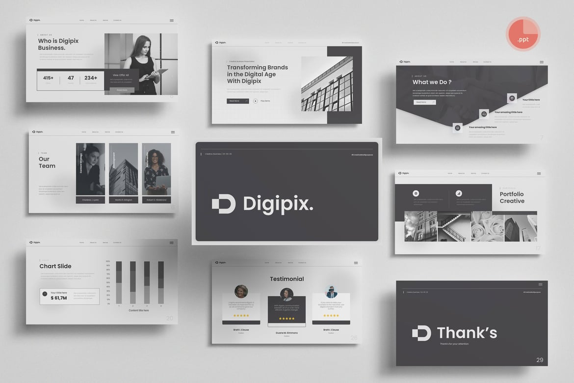 Template Presentasi Kreatif Hitam Putih untuk Bisnis