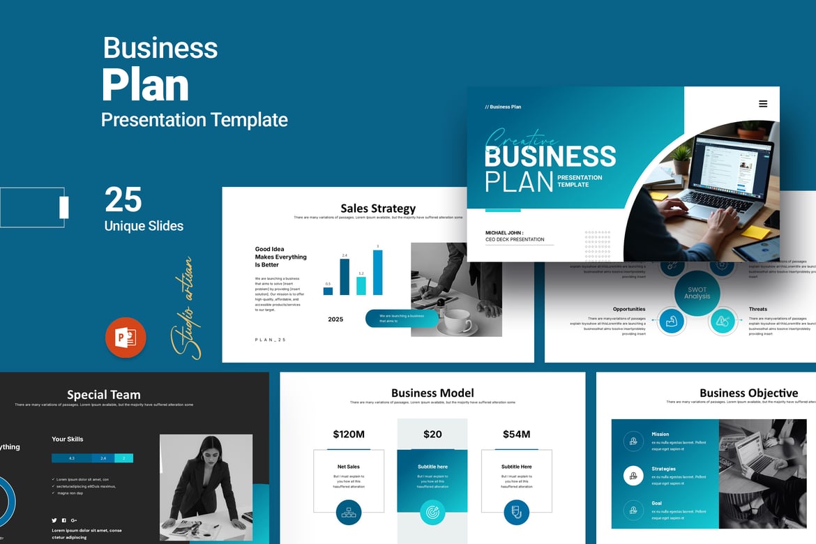 Template Presentasi PowerPoint Rencana Bisnis Kreatif