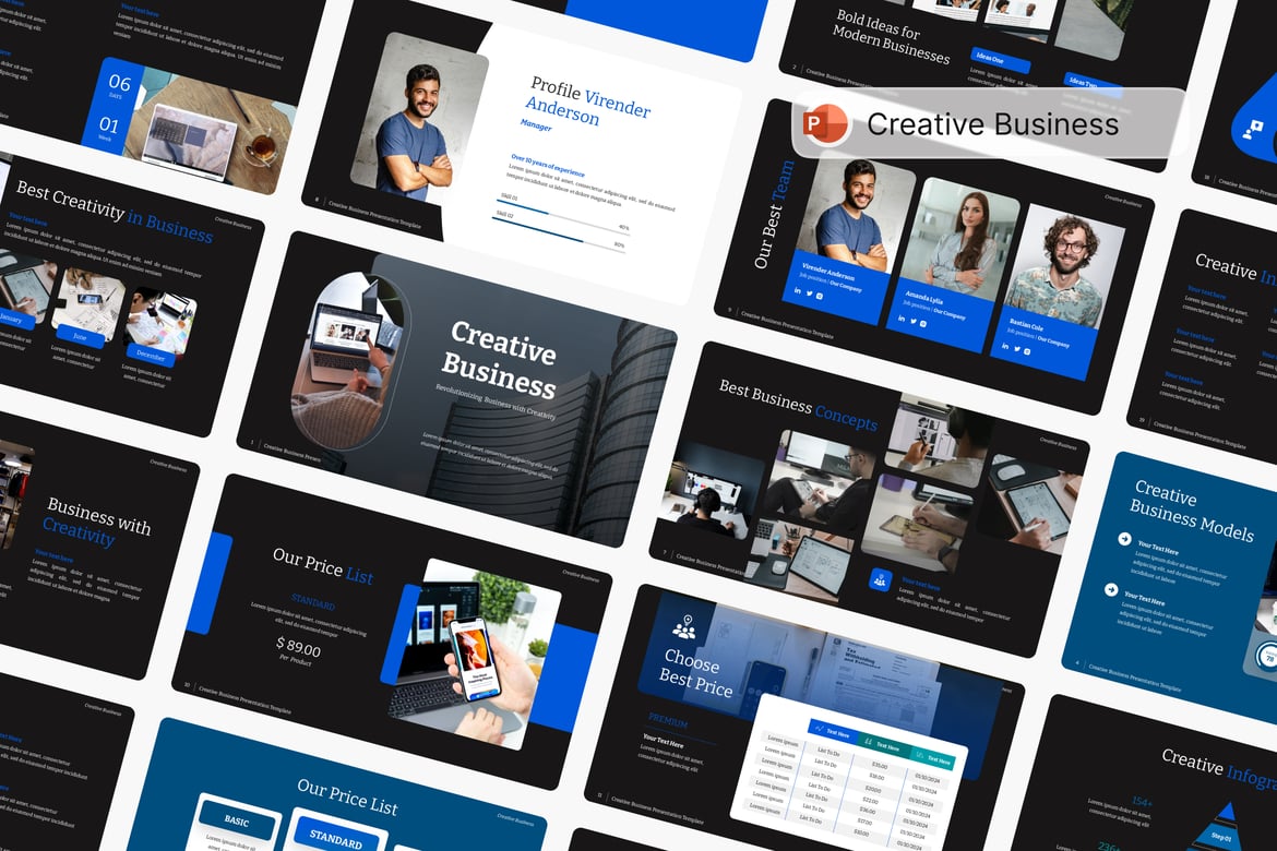 Template PowerPoint Rencana Bisnis Kreatif yang Menarik