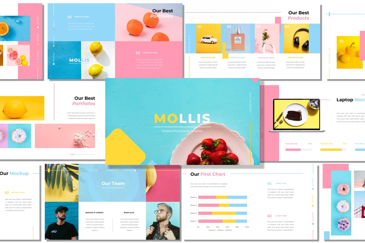 Template PowerPoint Kreatif Mollis untuk Presentasi Menarik