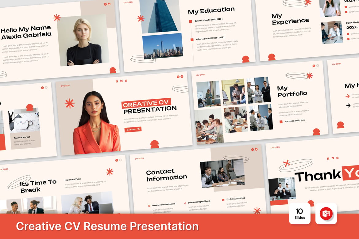 Template Presentasi CV Kreatif yang Menarik di PowerPoint