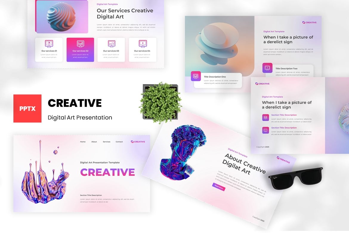 Template Presentasi PowerPoint Seni Digital Kreatif