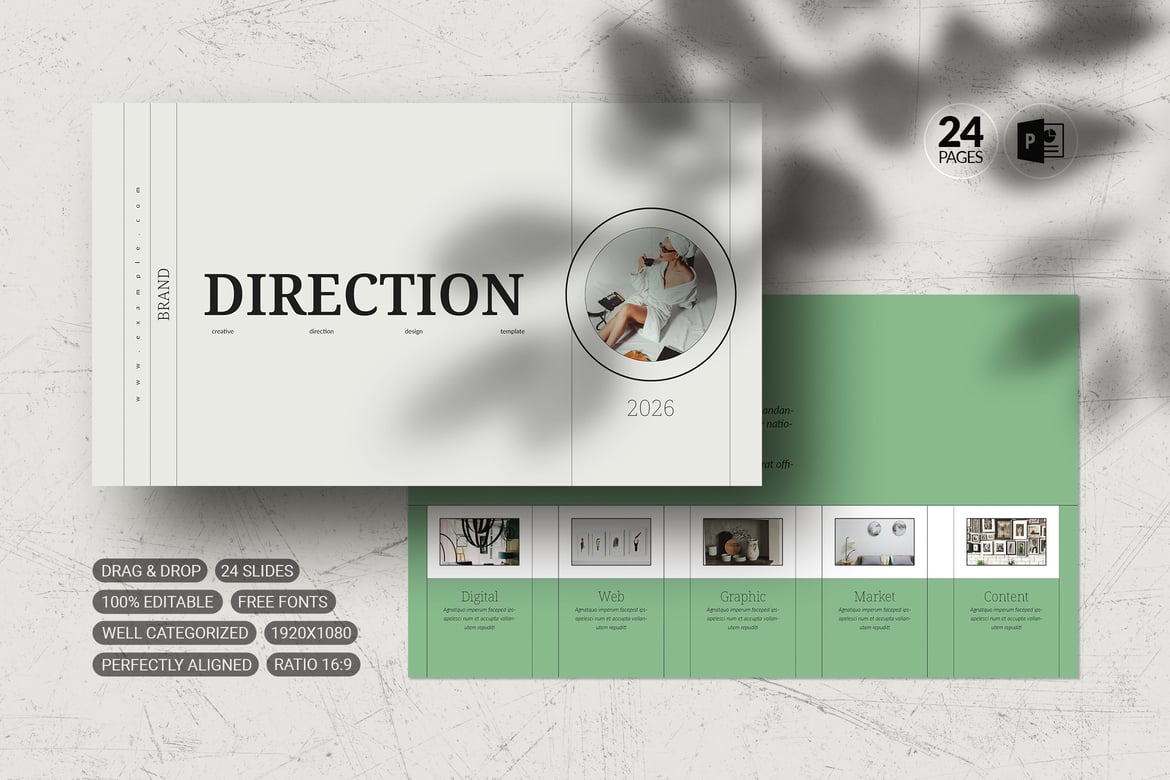 Template PowerPoint untuk Kreativitas dan Arah Desain