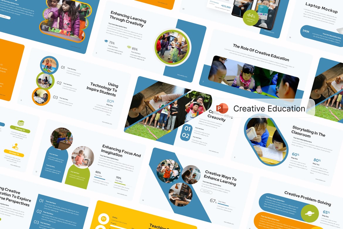 Template PowerPoint Pendidikan Kreatif yang Menarik