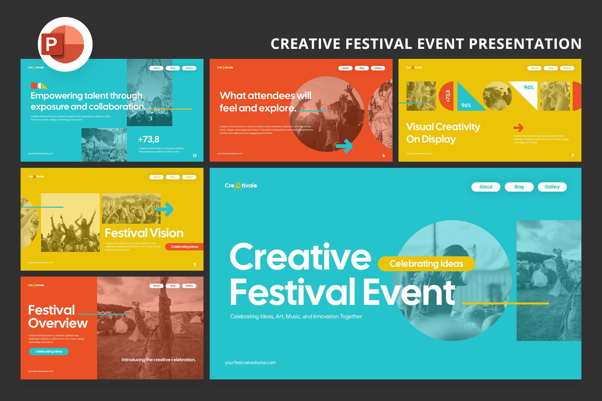 Template PowerPoint Festival Kreatif yang Memukau