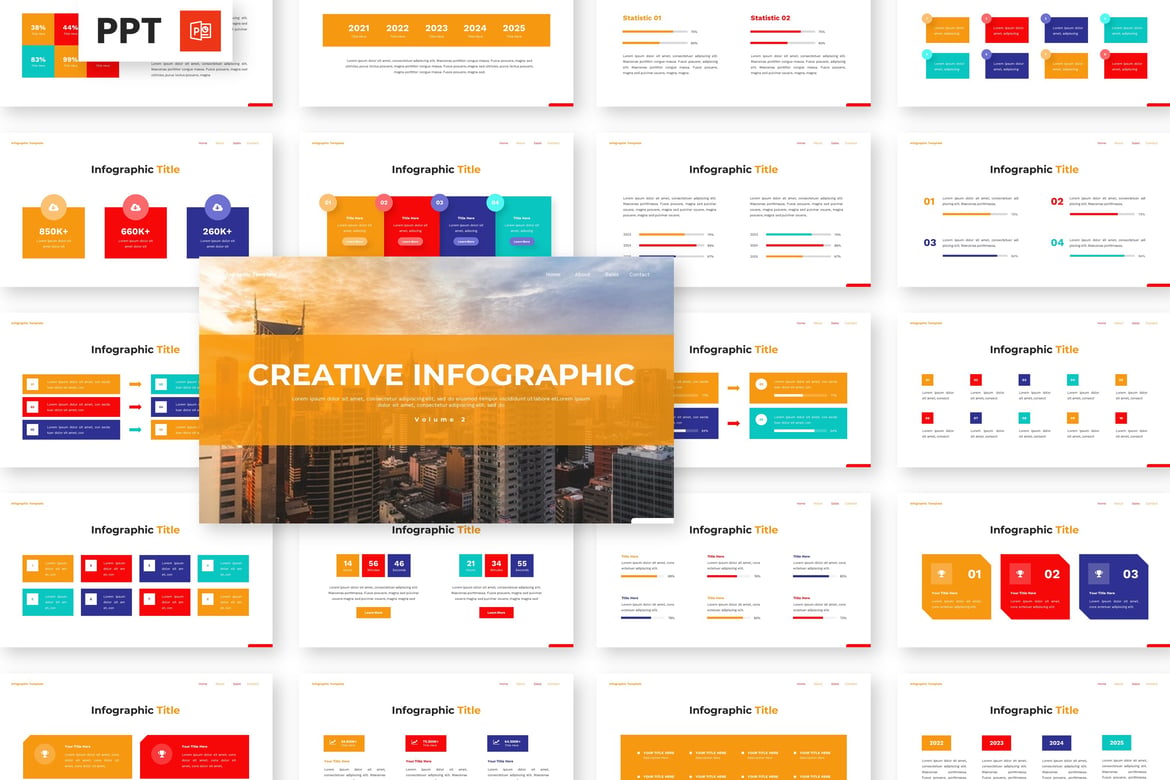 Template Powerpoint Infografis Kreatif Volume 2 yang Menarik