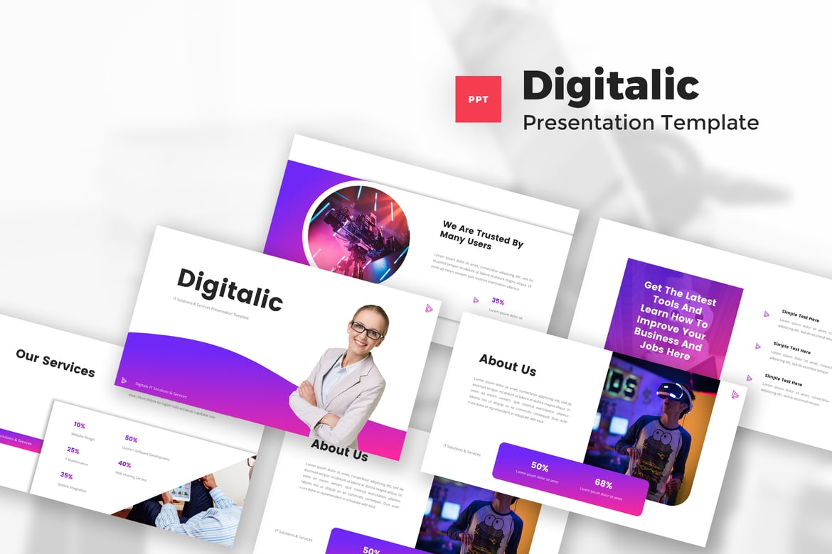 Template PowerPoint Solusi & Layanan IT yang Kreatif dan Profesional