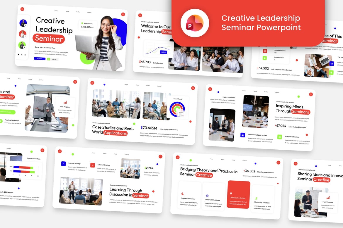 Template Powerpoint Seminar Kepemimpinan Kreatif yang Menarik