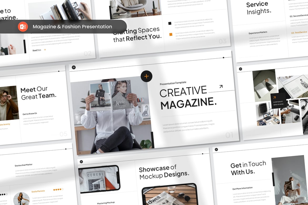 Template PowerPoint Presentasi Majalah Kreatif yang Menarik