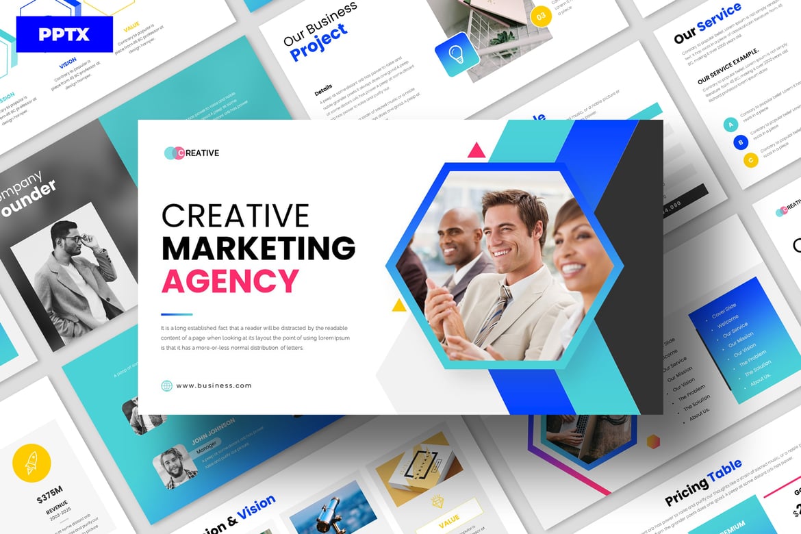 Template PowerPoint Kreatif untuk Agensi Pemasaran
