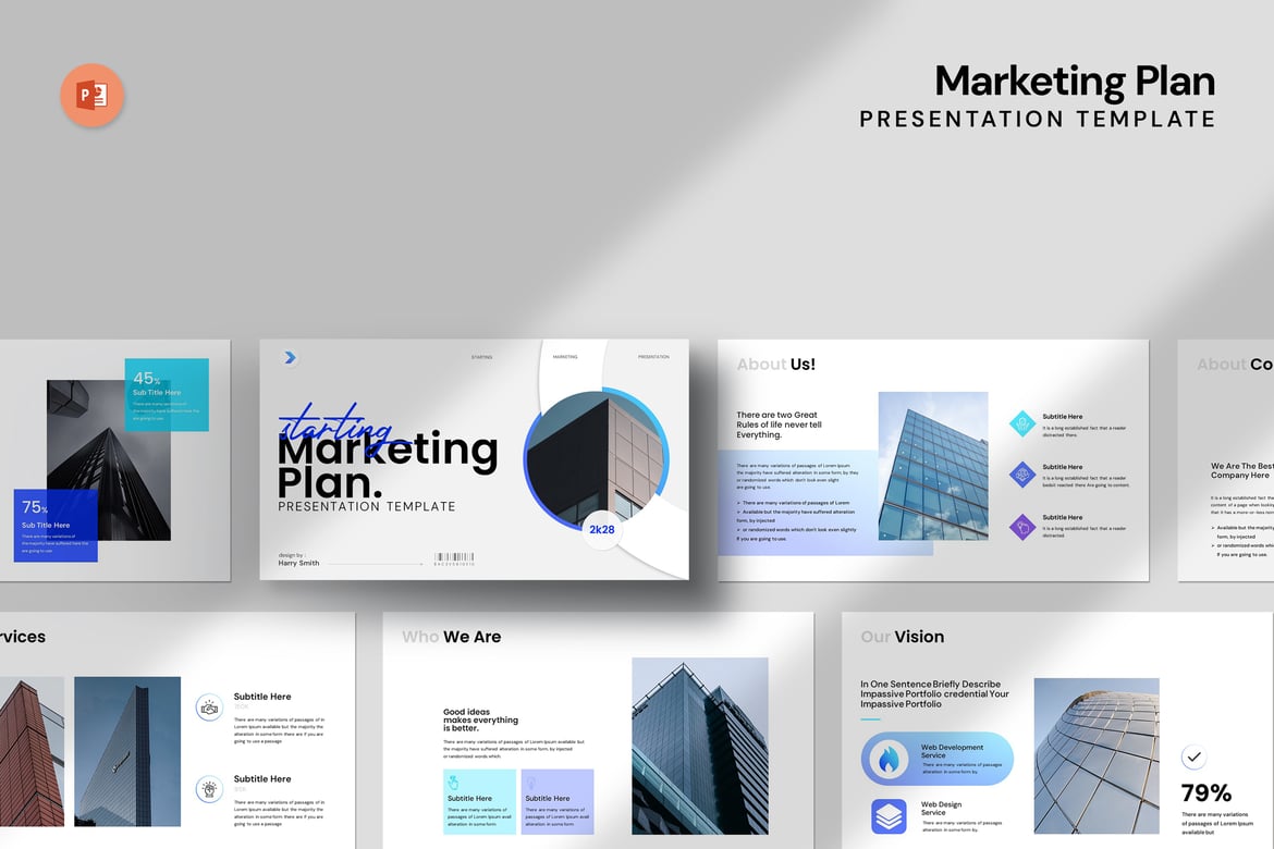 Template PowerPoint Rencana Pemasaran Kreatif yang Menarik