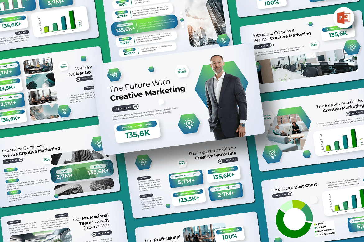 Template PowerPoint Pemasaran Kreatif yang Menarik