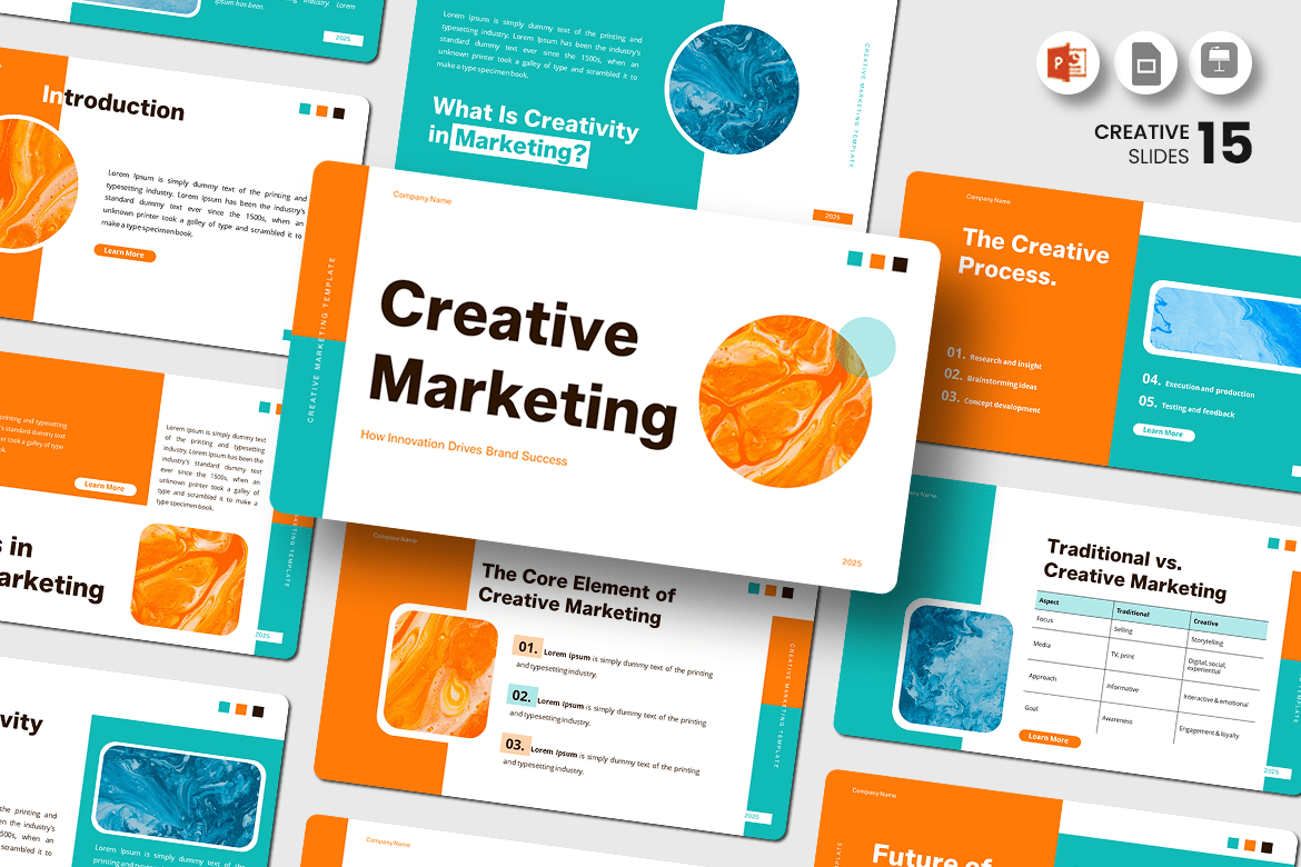 Template PowerPoint Pemasaran Kreatif yang Menarik