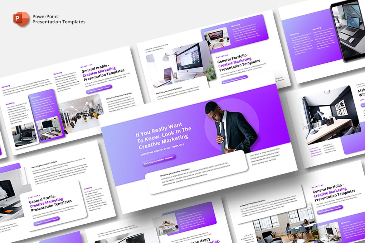 Template PowerPoint Pemasaran Kreatif yang Menarik