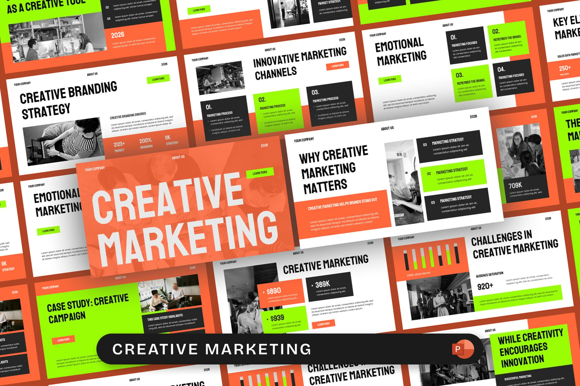 Template PowerPoint Pemasaran Kreatif yang Menarik