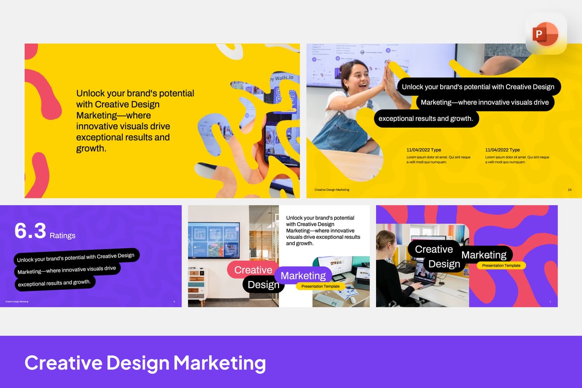 Template PowerPoint Pemasaran Kreatif yang Enerjik