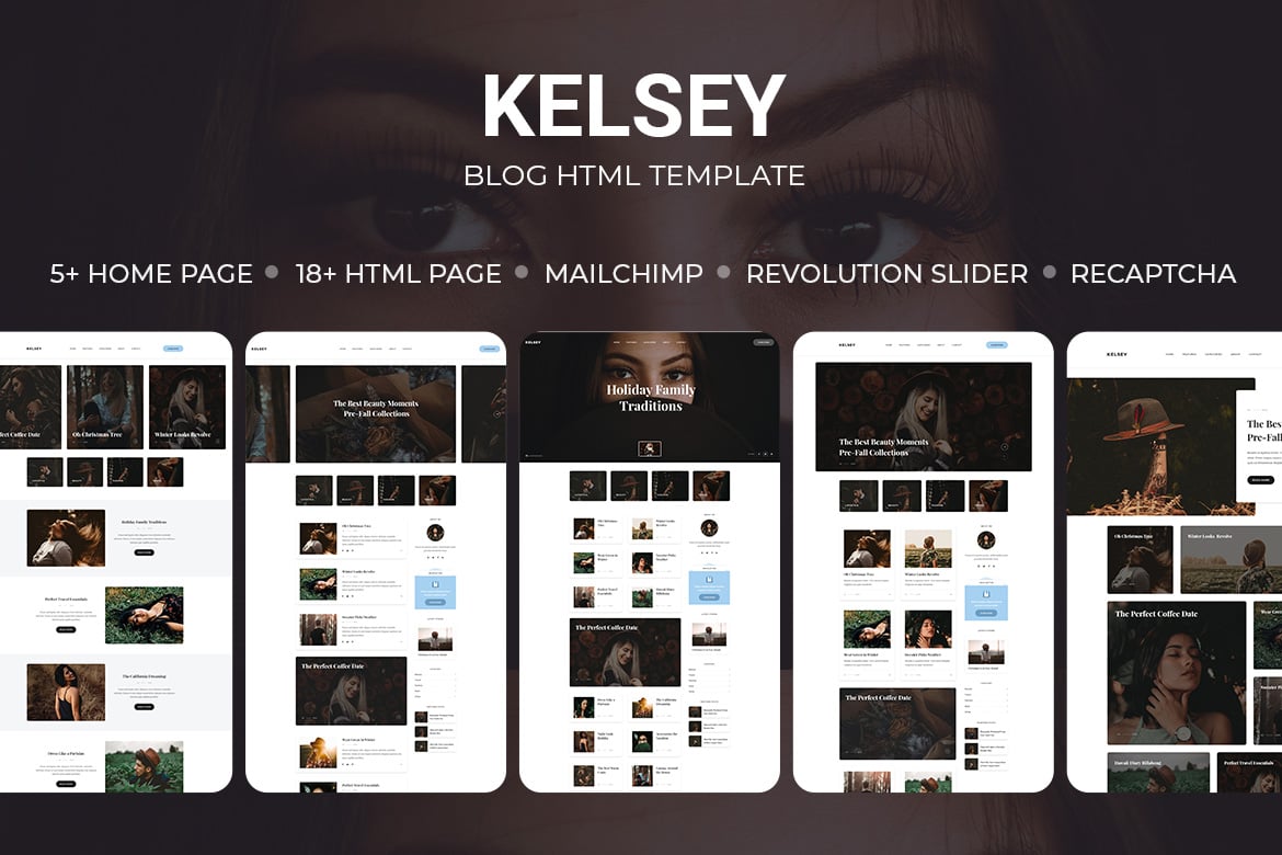 Template Web Blog Pribadi Kelsey yang Kreatif dan Modern